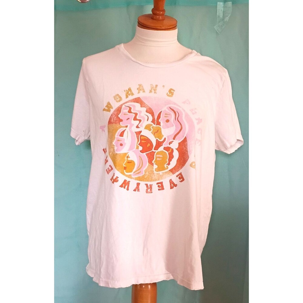 Modcloth White T-Shirt - Woman's Place is Everywhere Size XL